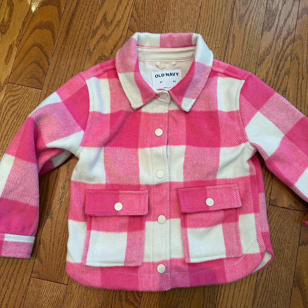 NWOT Old Navy Kids Pink and White Plaid Jacket